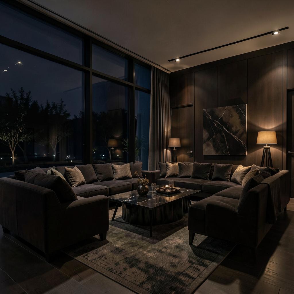 Dark luxury interior at night